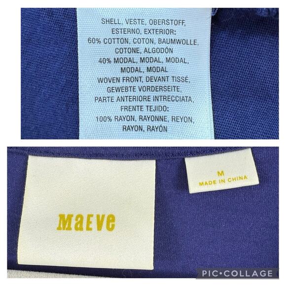 Anthropologie Maeve Maddie Blue Paisley Floral Striped Top Medium Layered Boho - Picture 11 of 14